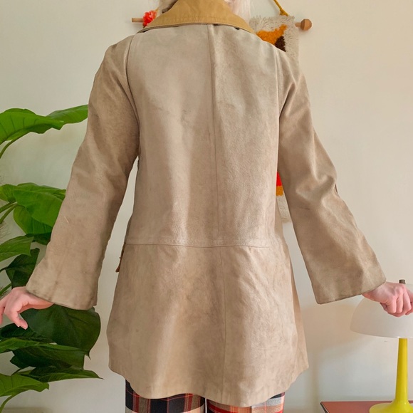 Distressed 70s tan suede + leather jacket - Picture 3 of 11